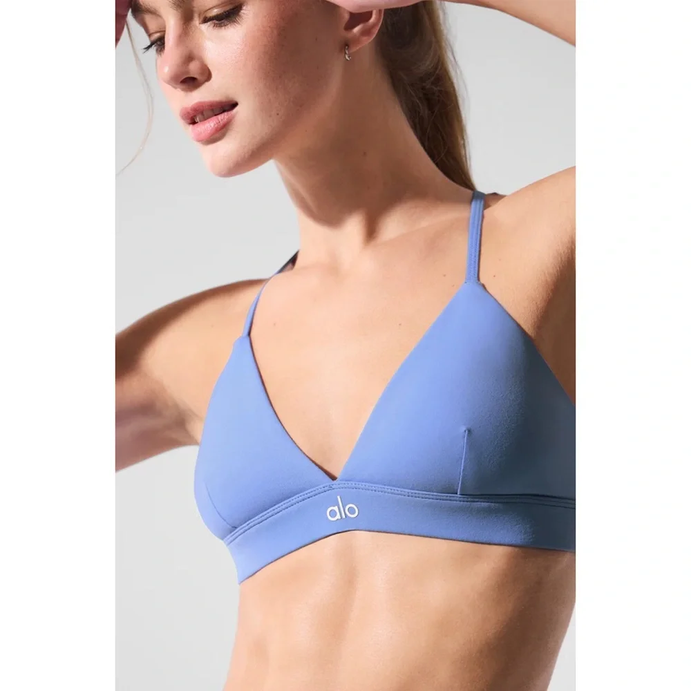 Alo Yoga Splendor Bra Crystal Clear Blue/White S